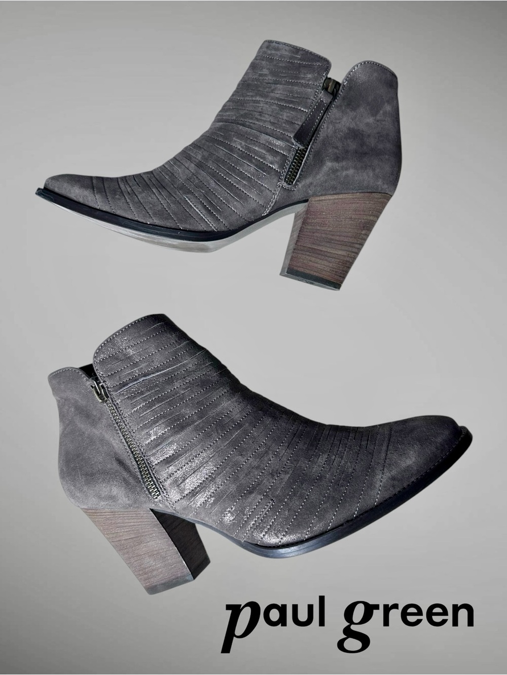Paul Green Malibu Sliced Ankle Booties Size: 8.5 UK or 11 US Boots Stacked Heel